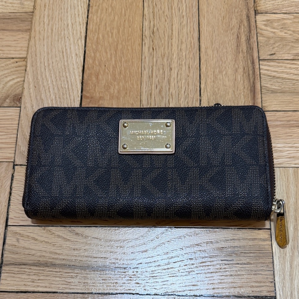 Michael Kors Dark Brown Wallet with Gold Accents